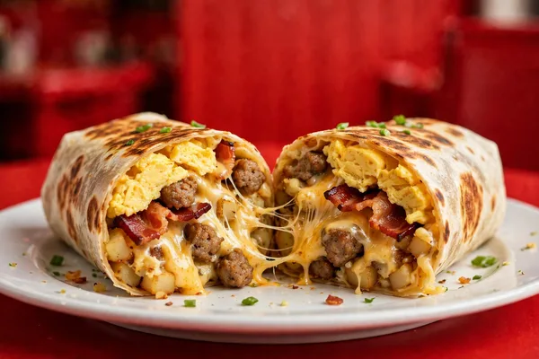 Ultimate Meat and Cheese Breakfast Burrito